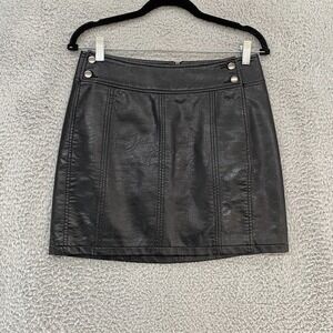 Free People Mini Skirt Womens 6 Moto Grunge 90s Faux Vegan Leather Y2K